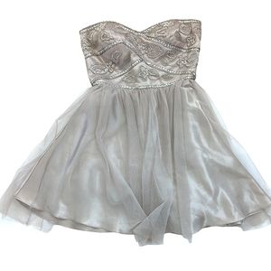 JUMP APPAREL Strapless Dress Beaded Champagne Sequins size 7/8